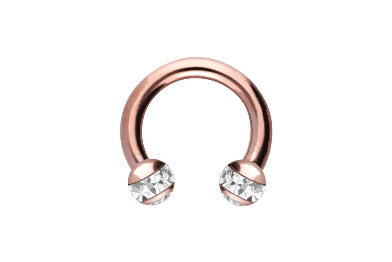 Chirurgenstahl Hufeisenring Piercing EPOXY-RING-KUGELN + KRISTALLE